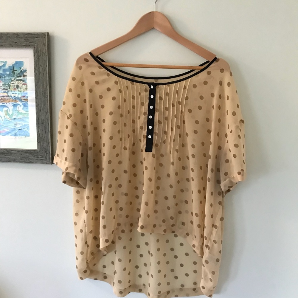 4/$25 Kimchee Blue Polka Dot Top